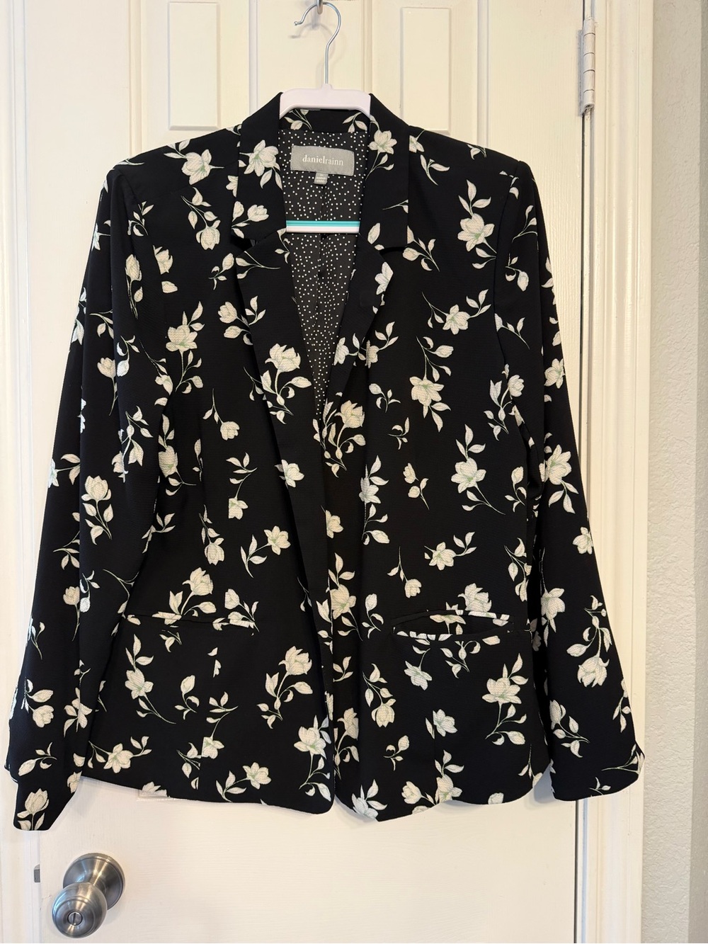 Daniel Rainn Black Blazer with White Floral Print